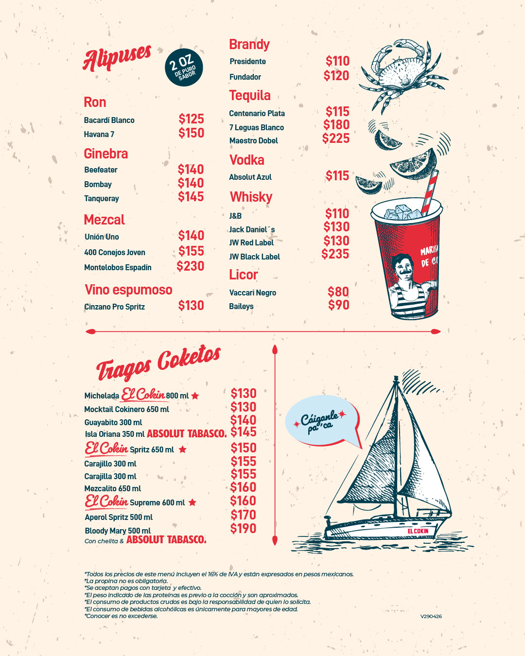 Menú bebidas