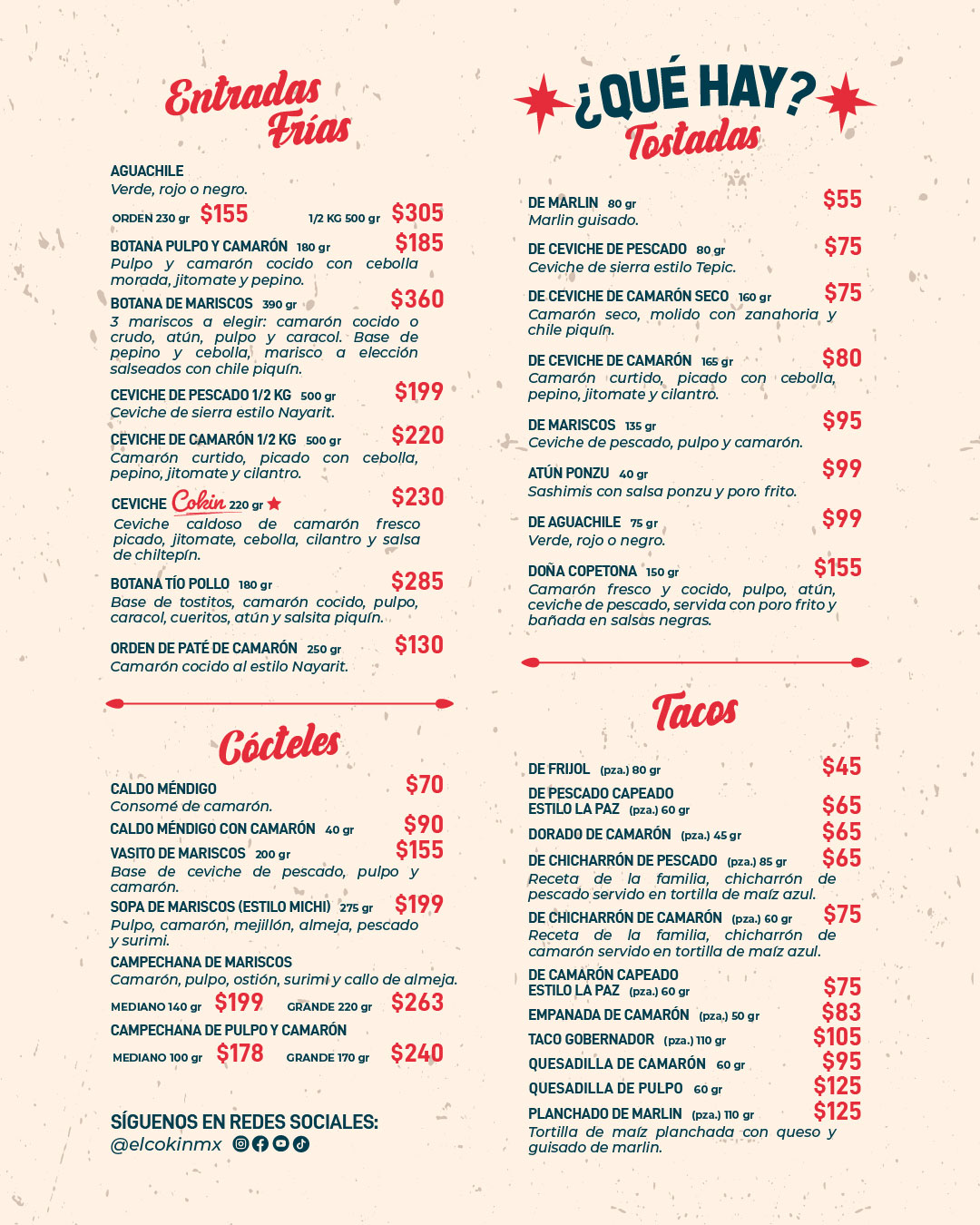 Menú alimentos