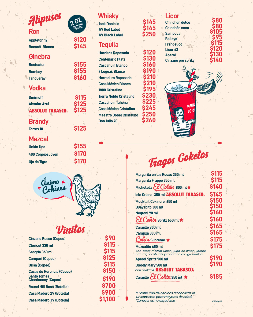 Menú alimentos